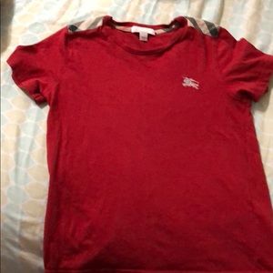 Burberry red shirt with plaid shoulders (boys) 10